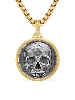 Life And Death Duality Amulet In Sterling Silver With 18k Yellow Gold, 30mm