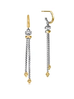 Zig Zag Stax™ Chain Drop Earrings In Sterling Silver With 18k Yellow Gold And Diamonds, 66mm