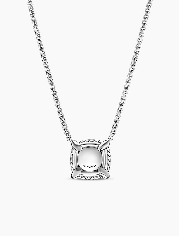 Petite Chatelaine® pavé Bezel Pendant Necklace In Sterling Silver With Morganite And Diamonds, 7mm