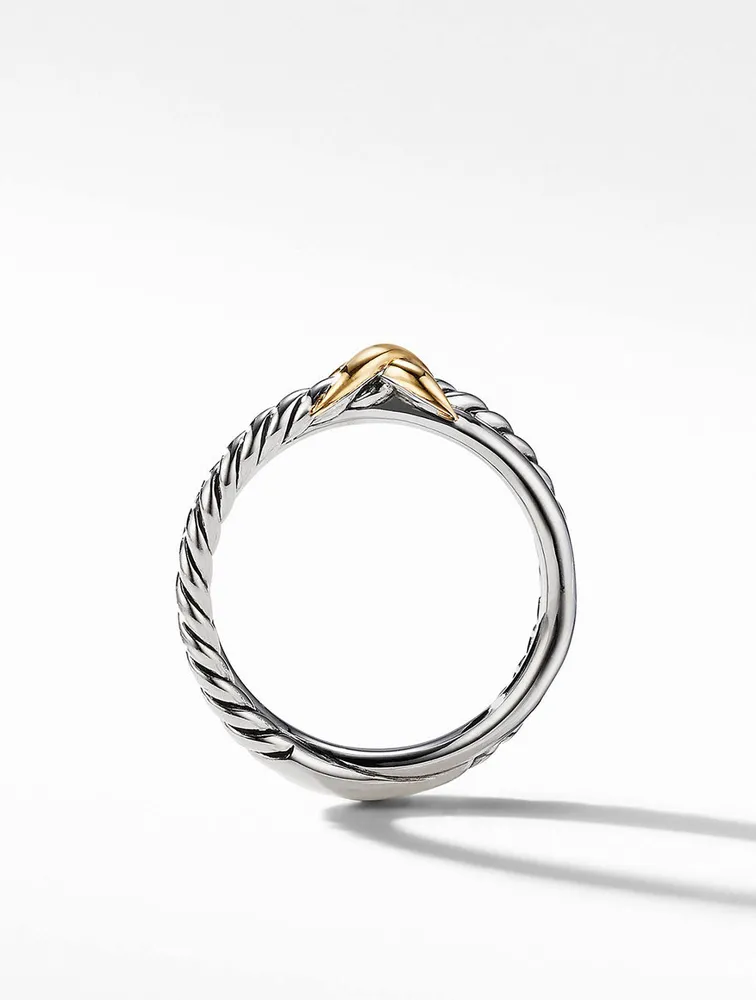 Petite X Ring Sterling Silver With 18k Yellow Gold
