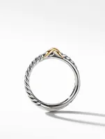 Petite X Ring Sterling Silver With 18k Yellow Gold