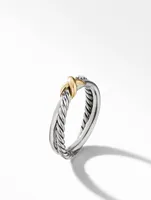 Petite X Ring Sterling Silver With 18k Yellow Gold