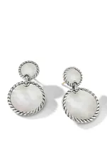 Dy Elements® Double Drop Earrings In Sterling Silver With Mother Of Pearl And Pavé Diamonds