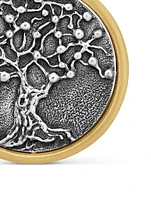 Life And Death Duality Amulet In Sterling Silver With 18k Yellow Gold, 30mm