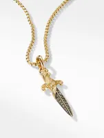 Waves Dagger Amulet In 18k Yellow Gold With Pavé Cognac Diamonds