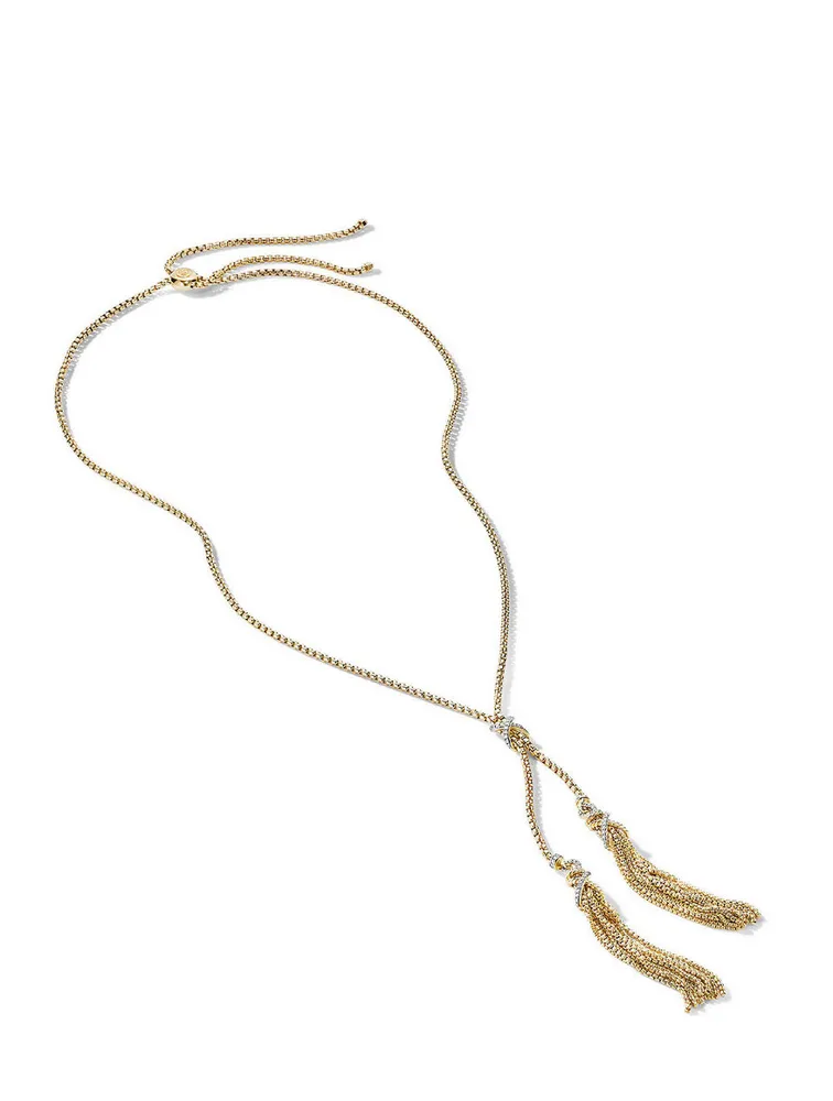 Helena Tassel Necklace In 18k Yellow Gold With Pavé Diamonds