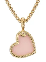 Dy Elements® Heart Amulet In 18k Yellow Gold With Pink Opal And Pavé Diamonds