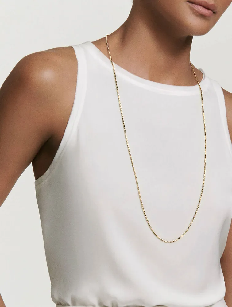 Box Chain Slider Necklace In 18k Yellow Gold, 1.7mm