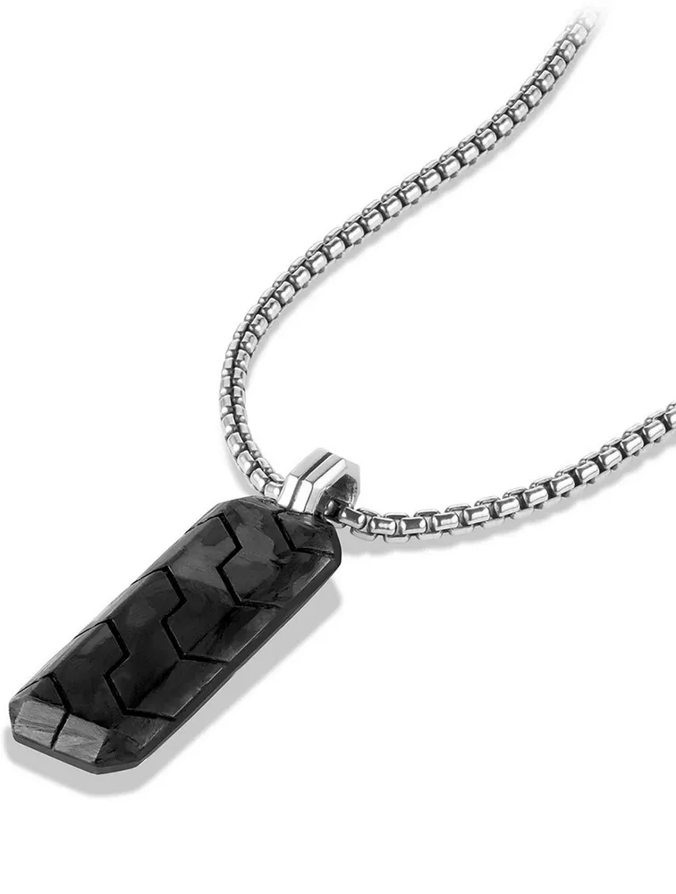 Forged Carbon Ingot Tag In Sterling Silver
