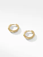 Stax Faceted Huggie Hoop Earrings In 18k Yellow Gold With Pavé Diamonds