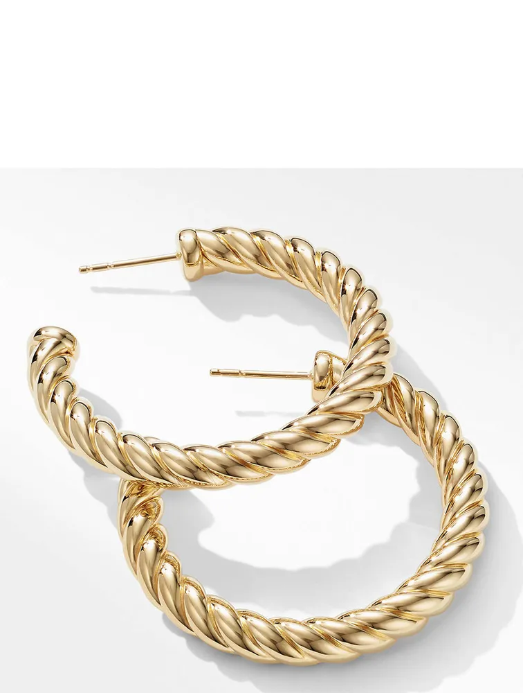 Sculpted Cable Hoop Earrings In 18k Yellow Gold