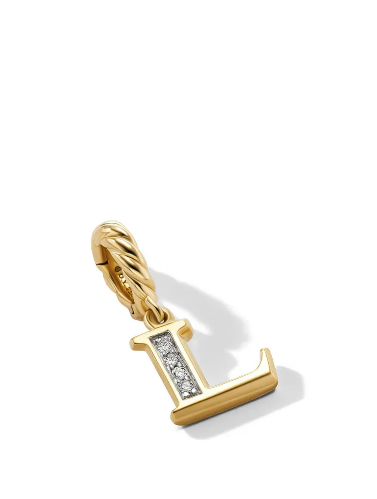 Pavé Initial Pendant In 18k Yellow Gold With Diamonds