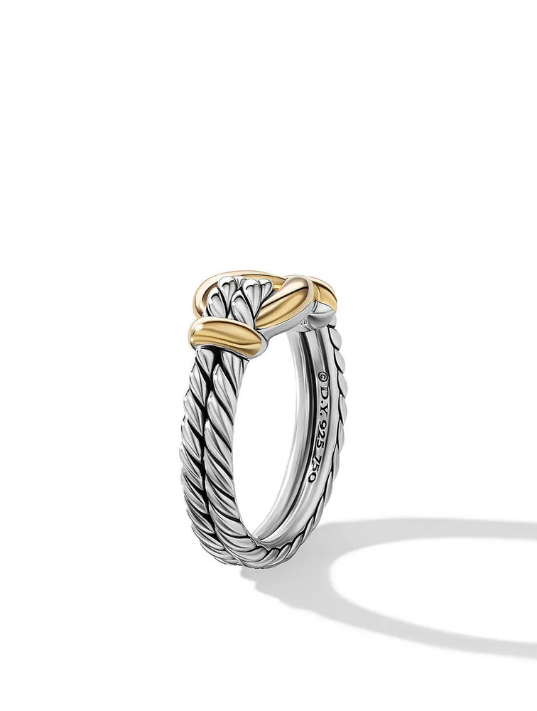 Thoroughbred Loop Ring Sterling Silver With 18k Yellow Gold