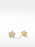 Crossover Stud Earrings In 18k Yellow Gold With Full Pavé Diamonds