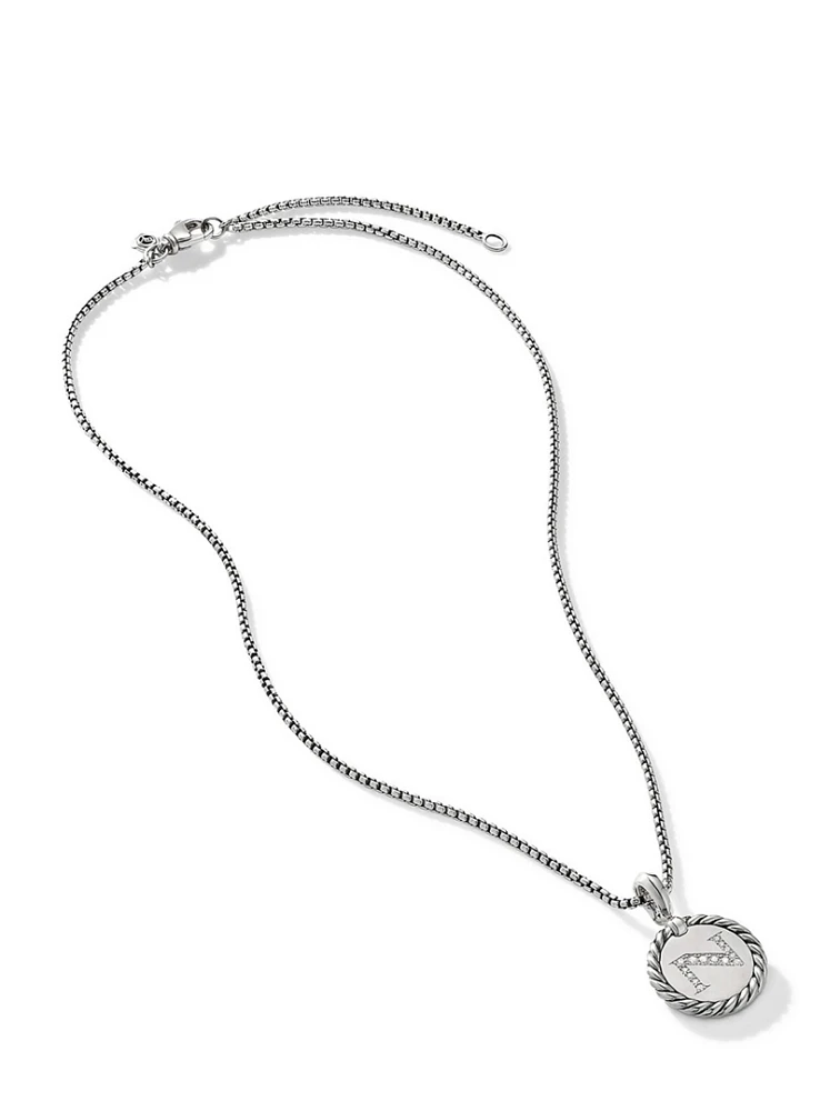 N Initial Charm In Sterling Silver With Pavé Diamonds