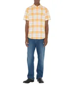 Short-sleeve Check Cotton Shirt