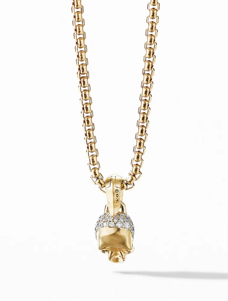 Skull Charm With Full Pavé Diamonds And 18k Yellow Gold