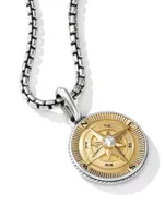 Maritime® Compass Amulet In Sterling Silver With 18k Yellow Gold And Center Diamond