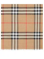 Check Lightweight Wool Silk Scarf