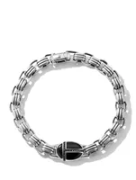Cairo Chain Link Bracelet Sterling Silver With Black Onyx And Pavé Diamonds
