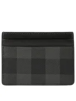 Check And Leather Card Case