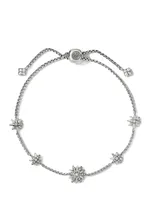 Petite Starburst Station Chain Bracelet In Sterling Silver With Pavé Diamonds