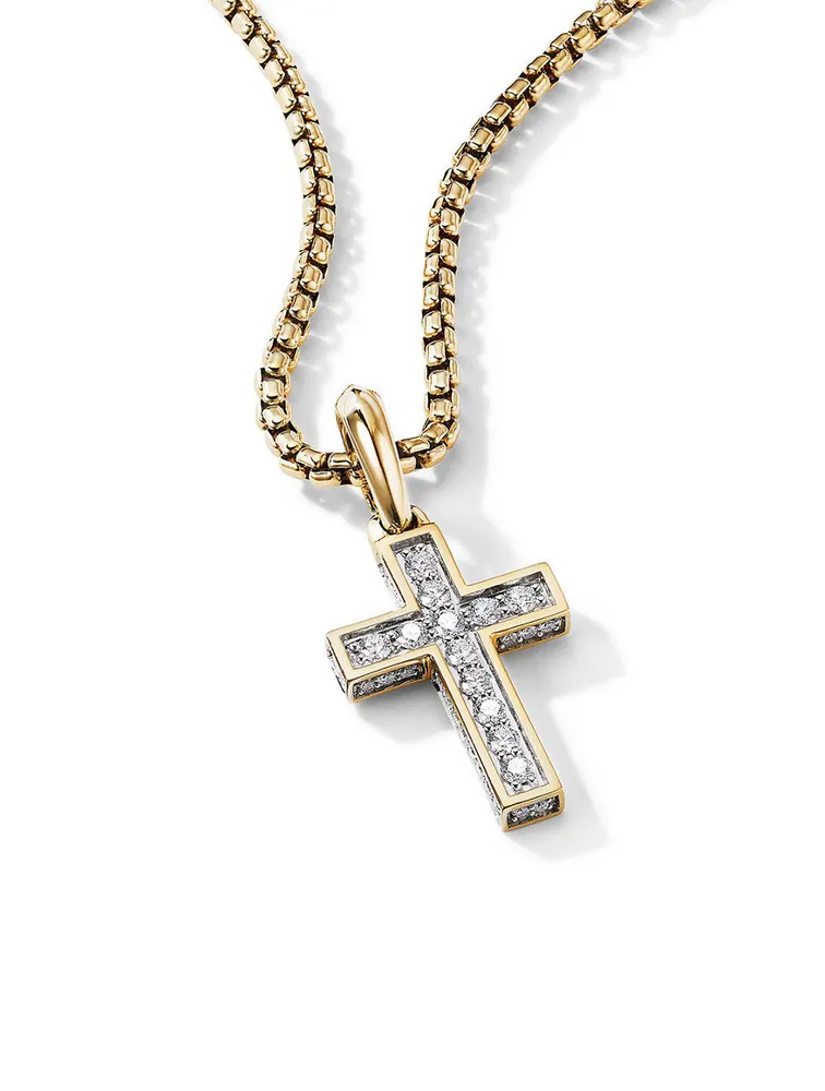 Streamline® Cross Pendant In 18k Yellow Gold With Pavé Diamonds