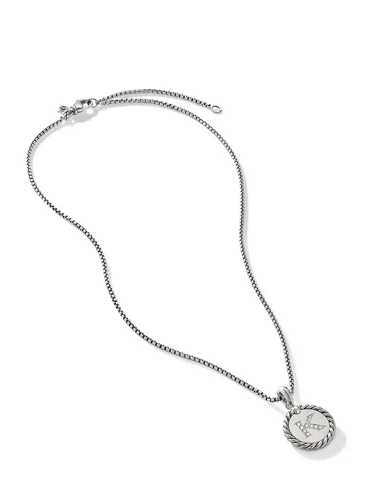 K Initial Charm In Sterling Silver With Pavé Diamonds