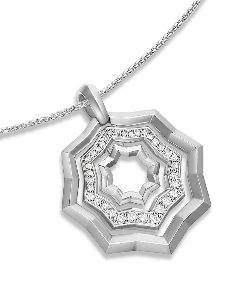 Zig Zag Stax™ Pendant Necklace In Sterling Silver With Diamonds, 28mm