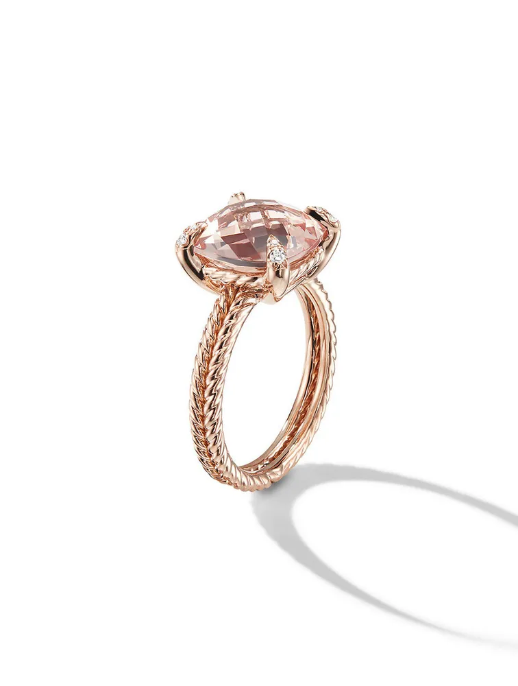 Chatelaine® Ring 18k Rose Gold With Morganite And Pavé Diamonds