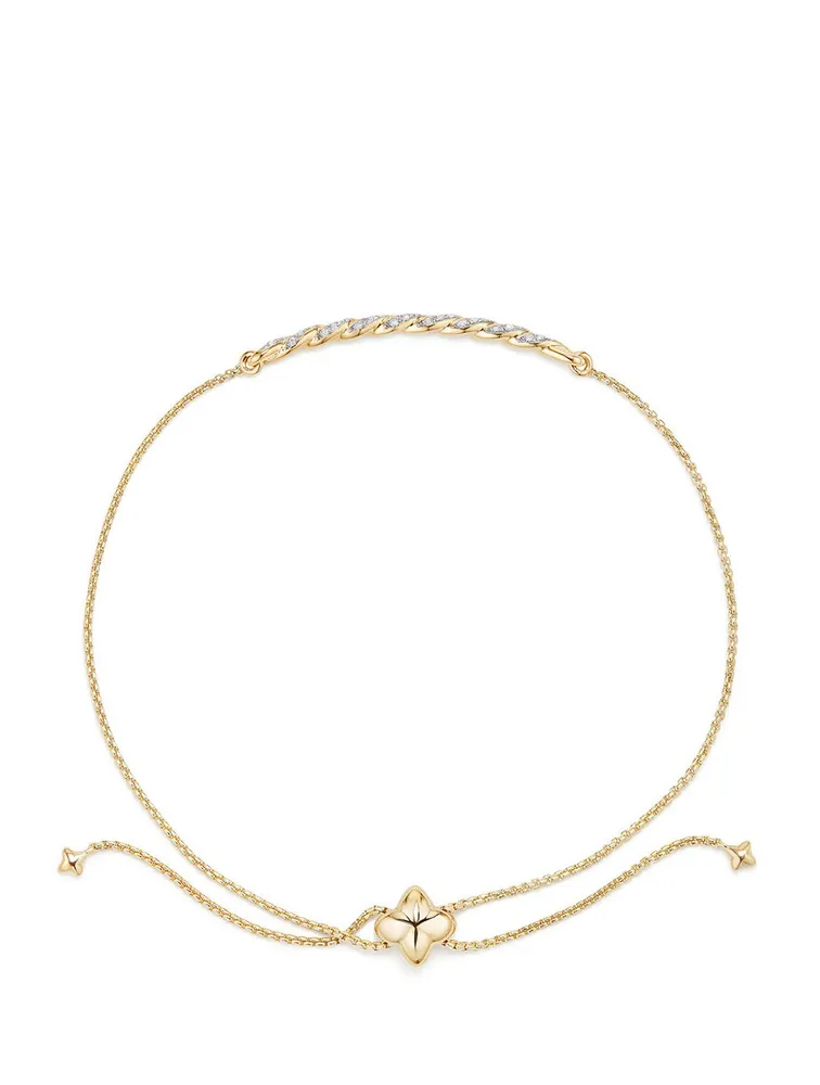 Petite Pavé Station Chain Bracelet In 18k Yellow Gold With Diamonds