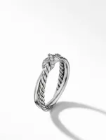 Petite X Ring Sterling Silver With Pavé Diamonds