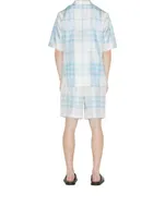 Short-sleeve Check Silk Shirt