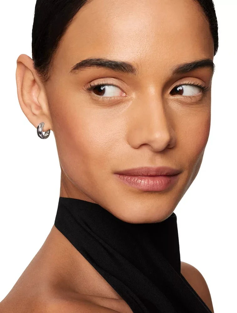 Dy Mercer® Micro Hoop Earrings In Sterling Silver, 13.4mm