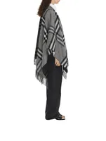 Contrast Check Wool Cashmere Jacquard Cape