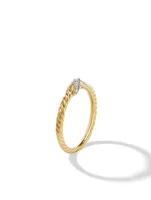 Petite X Ring 18k Yellow Gold With Pavé Diamonds