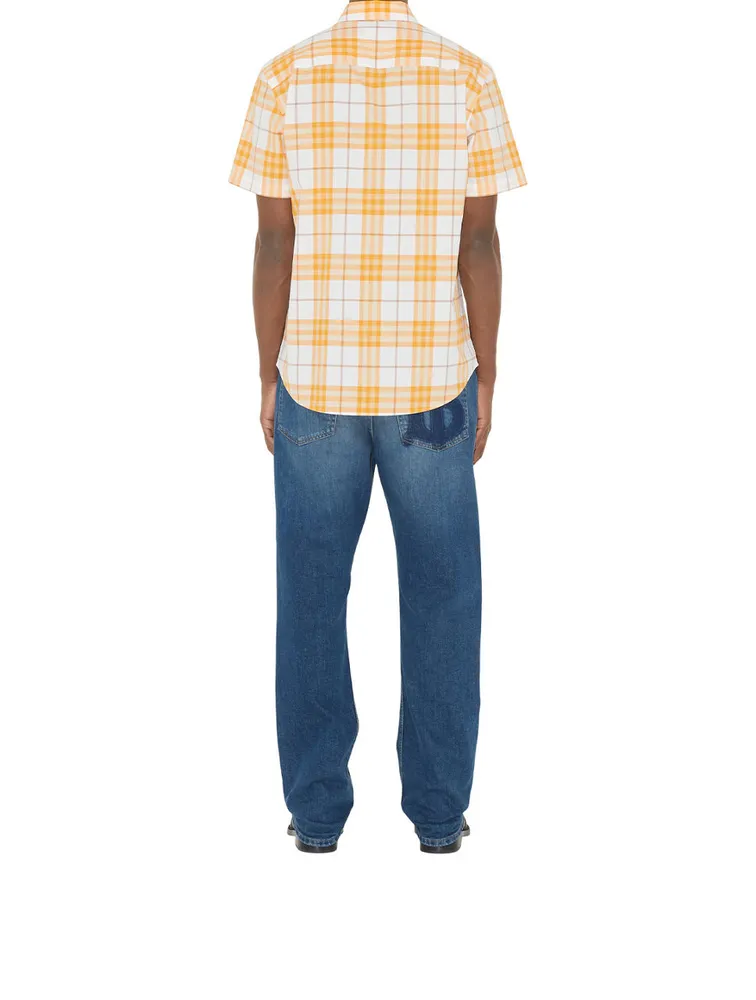 Short-sleeve Check Cotton Shirt