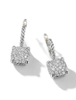 Chatelaine® Drop Earrings In Sterling Silver With Pavé Diamonds