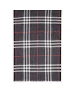 Lightweight Check Wool Silk Scarf