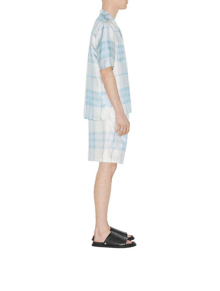 Short-sleeve Check Silk Shirt