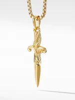 Waves Dagger Amulet In 18k Yellow Gold With Pavé Cognac Diamonds