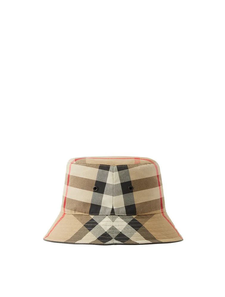 Exaggerated Check Cotton Bucket Hat