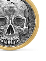 Life And Death Duality Amulet In Sterling Silver With 18k Yellow Gold, 30mm