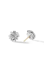 Crossover Stud Earrings In Sterling Silver With Pavé Diamonds