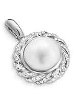 Pearl Classics Cable Halo Amulet In Sterling Silver With Diamonds, 18.8mm