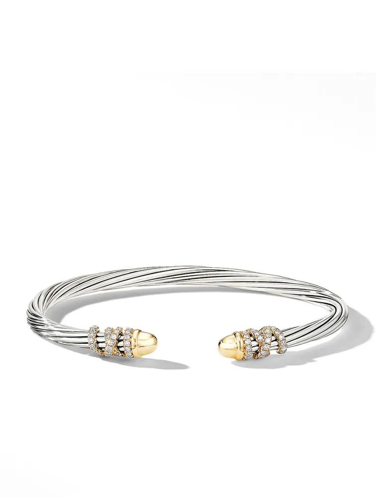 Helena Bracelet Sterling Silver With 18k Yellow Gold Domes And Pavé Diamonds