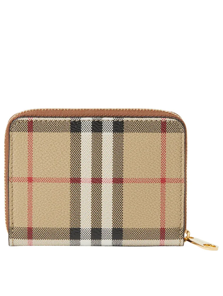 Small Check Zip Wallet