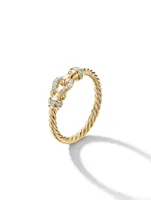 Petite Buckle Ring 18k Yellow Gold With Pavé Diamonds