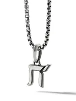 Chai Amulet In Sterling Silver With Pavé Black Diamonds