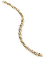 Curb Chain Bracelet 18k Yellow Gold With Diamonds, 6mm